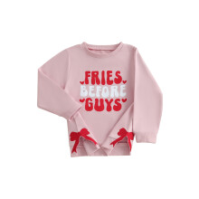 (150, Pink) Kids Girls Boys Sweatshirts Bow Lips/Heart Letter Print Crew Neck Long Sleeve Toddler Pullovers Valentine's Day Clothes Tops
