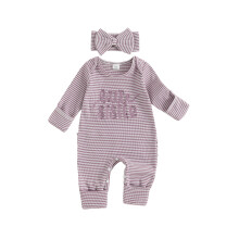 (0-3 Months, Purple) Baby-Mädchen Herbst-Strampler mit inkl. Schleifen-Haarreif