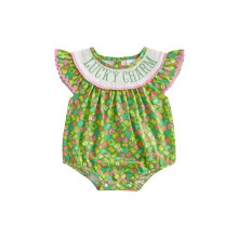 (6-9 Months, Green) Pelele para bebé niña, sin mangas, cuello redondo, letras bordadas, ropa de verano para uso diario informal