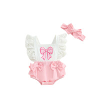 (3-6M-70, Ivory) Conjunto de verano para bebé niña: vestido corto con estampado de cuadros y mangas abullonadas, incluye diadema.