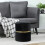 Homcom (Black) HOMCOM Round Pouffe Storage Footstool with Hidden Space 9