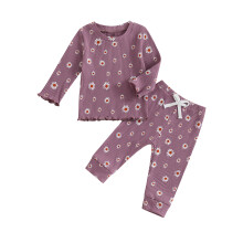 (18-24 Months, Purple) Vauvan tyttövauvan 2 kpl syysasuja, pitkähihaisia, joustinneuleita + housusetti, taaperon vaatteita