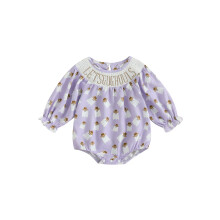 (12-18 Months, Purple) Romper Bubble le Prionta Taibhse Oíche Shamhna le Muinchille Fada agus Bróidnéireacht Litreacha Smocáilte
