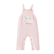 (12-18 Months, Pink) Ärmelloser Strick-Strampler für Neugeborene und Babys, Mädchen, mit niedlicher Entenstickerei, Herbst-Pullover-Body