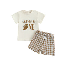 (0-6 Months, Khaki) Baby-Jungen-Outfit 1. Geburtstag: Kurzarm-Rugby-T-Shirt mit Stickerei und Shorts – Sommer-Outfit