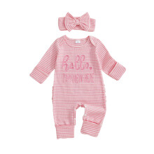 (3-6 Months, Pink) Baby-Mädchen Herbst-Strampler mit inkl. Schleifen-Haarreif