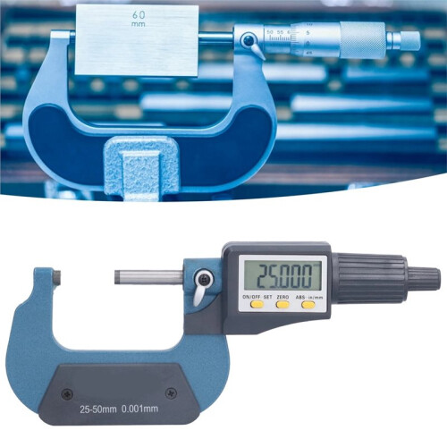Digital Micrometer 25‑50mm High Precise 0.00005in/0.001mm Resolution Measuring Tool Professional Thickness Measuring 1