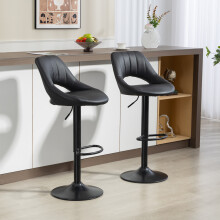 HOMCOM Barstools Set of 2, Dining Stools with Backrest and Footrest, Black