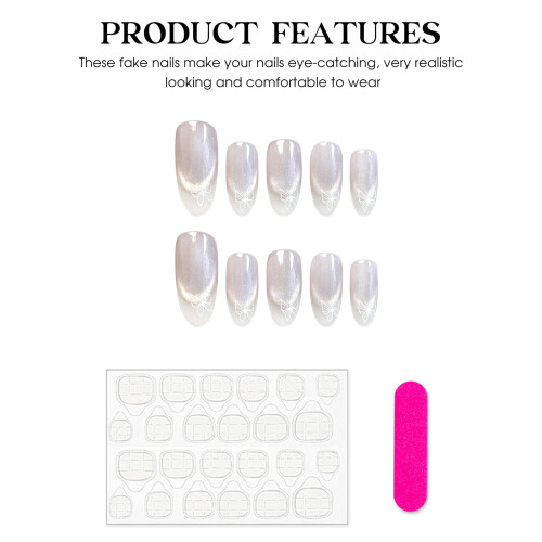 (M) Butterfly Cat Eye False Nails - Odorless DIY Decor 1