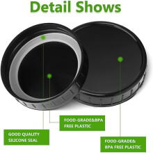 Jar Lids Plastic Storage Caps with Rubber Seal Replacement Plastic Lids for Jars Canning Jars and More,86 mm