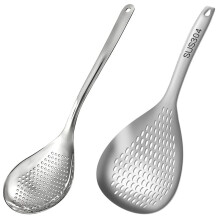 Skimmer Slotted Spoon,Stainless Steel with Comfort Handle and Hanging Holes for Kitchen Cooking Draining and Frying
