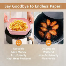 Air Fryer Silicone Liners, Square Reusable Air Fryer Liners Foldable, Air Fryer Accessories, 2 Pack and Grey