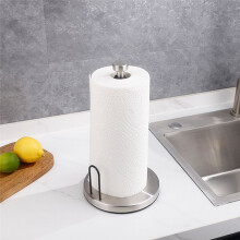 Paper Towel Holder Countertop with Damping Suitable for Kitchen Bathroom Vertical Paper Towel Holder with Base (Silver)
