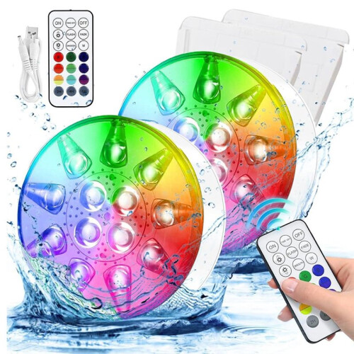 Rechargeable Submersible LED Pool Lights with Remote,Waterproof Floating Pond Light,Underwater Lights 1