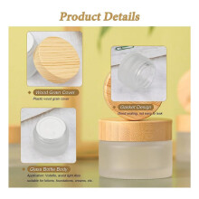 Pack de 6 Tarros de Cristal de 30 Ml con Tapa de Madera, Tarros de Cristal Transparente Mate, Tarros de Cristal de Alta Calidad, Envase de Crema