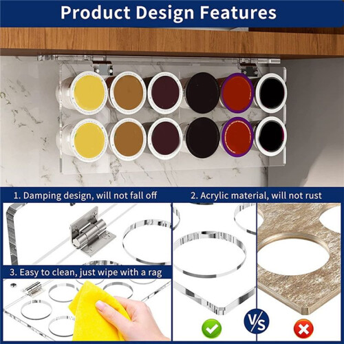Holder, Under Cabinet Pull  Storage Coffee Holder Compatible with 12 Cup Pods, Space Save Coffee Pods Rack Black 2