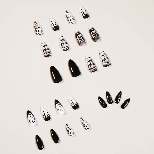 24pcs Black Punk Skeleton Nail Tips 1