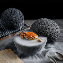 2X PlanèTe Japonaise Pierre Volcanique Conception Artistique Plat Pendule Fruits de Mer Sushi Sashimi Assiette de Glace Assiette de FuméE, 12CM