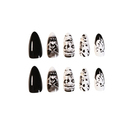 24pcs Black Punk Skeleton Nail Tips 2