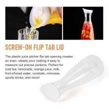 2Pcs 1L Plastic Water Carafes with White Flip Tab Lids- Food Grade & Recyclable Shatterproof Pitchers - Juice Jar