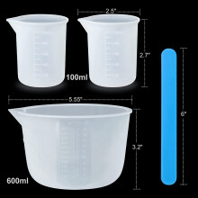 Tasses à MéLanger en RéSine de 600 Ml / 20 Oz, 2 Tasses à Mesurer de 100 Ml, Bâtonnet D'Agitation en Silicone, Kit de MéLange éPoxy