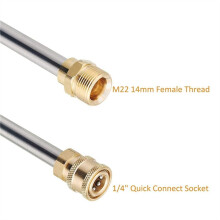 M22 to 1/4 Inch High Pressure Washer Extension Wand Universal Spear Extender for Car Cleaning Washers Quick Coupling