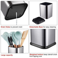 3X Kitchen Utensil Holder, Utensil Holder for Countertop Cooking Utensil Holder Deep and Stable Organizer