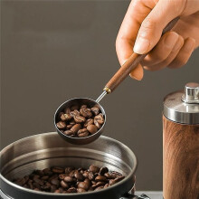 Coffee Spoon Vintage Walnut Wood Handle Stainless Coffee Scoop Tea Scoop & Seasoning Spoons for Restaurant Coffee Shop