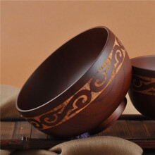 2X Mongolian Style Holzschale Suppe Salat Reis Nudelschalen Ethnischer Stil Naturholz Kinder Holzschale Geschirr