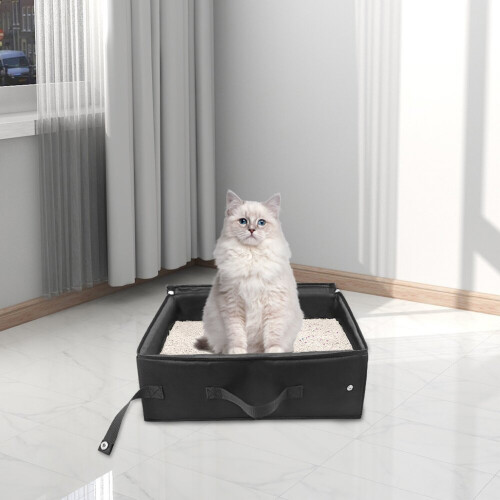 Foldable Cat Litter Box with Zipper, Reusable Tray 1