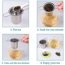 2X Tea Infuser Stainless Steel Tea Strainer Folding Handle Tea Filter Extra Fine Mesh Strainer Brewing Basket (Green)