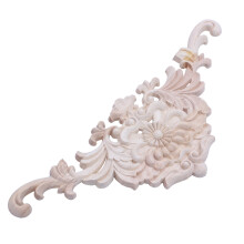 2X Rubber Wood Carved Applique Retro Furniture Decor, 38x15x1.2cm & 12x6cm