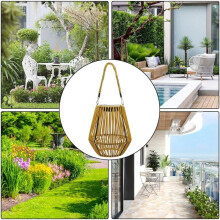 Rattan Solar Lantern Outdoor, LED Garden Lights, Waterproof Wicker Lamp for Patio Decor Garden Patio Courtyard