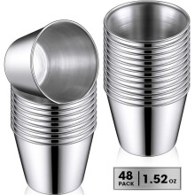 96 Paquets de 1,5 Oz/45 Ml de Tasses à Sauce à Condiments en Acier Inoxydable Tasses à Sauce à Tremper Plats à Condiments Réutilisables