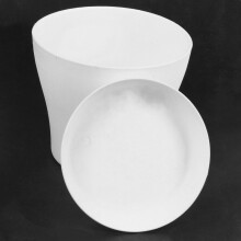 3X Plastic Plant Flower Pot Planter With Saucer Tray Round Gloss Home Garden Decor, White Upper Caliber -, 17cm / 6.69"