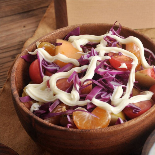 2X Madeira de Acácia para Frutas, Saladas e MacarrãO, Tigela de Madeira para Salada 5,1 x 2,4 Polegadas 1