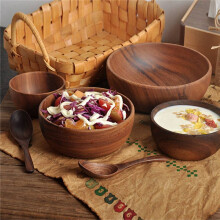 2X Bois D'Acacia pour Fruits, Salades et Nouilles, Bol En Bois Ă Salade 5.1X2.4 Pouces