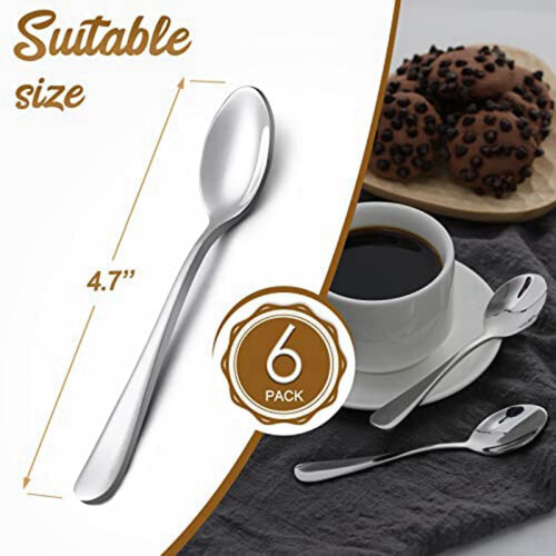 60 Peças de Colher de Café Expresso,  Colher de Café de Aço Inoxidável de 4,7 Polegadas, Colher de Sobremesa 2