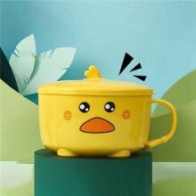 5X Duck Ramen Noodles Bowl with Lid Cute Stainless Steel Kitchen Fruit Instant Rice Soup Double-Layer Bowl Tableware 2