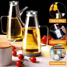2X Large High Borosilicate Glass Oil Bottle for Cooking,25Floz Oil and Vinegar Dispenser Cruet with Non-Slip Base