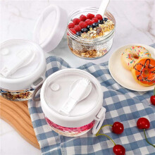 8 Stück Overnight Oats Behälter mit Deckel und Löffeln, 20 Unzen Overnight Oats Gläser, Luftdichter Joghurtbehälter für Milch, Obst