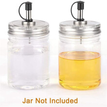 12PCS Stainless Steel 70mm Regular Mouth Jar pour Spout Lids with Plastic Caps for Olive Oil Cocktail Dispenser