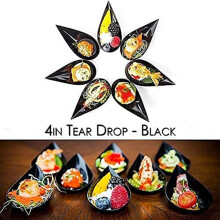 100 Tear Drop Appetizer Plates - Dessert Plates Tasting Spoons Plastic Spoons Dessert Spoon Bowls, Black