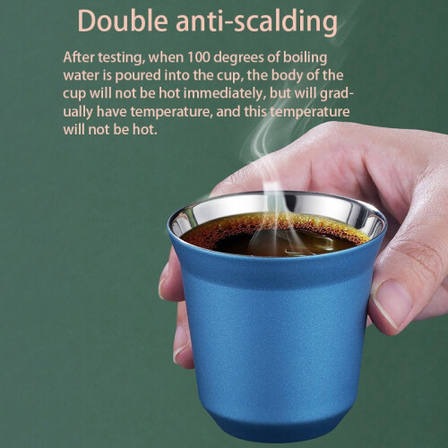80Ml Double Wall Stainless Steel Espresso Cup Insulation for  Pixie Coffee Cup Capsule Shape Coffee Mugs,C 2