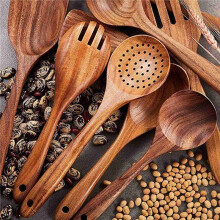 Houten Keukengerei Set,18-Delige Houten Lepels Om Te Koken,Houten Kookgerei,Houten Lepels voor Non-Stick Pan