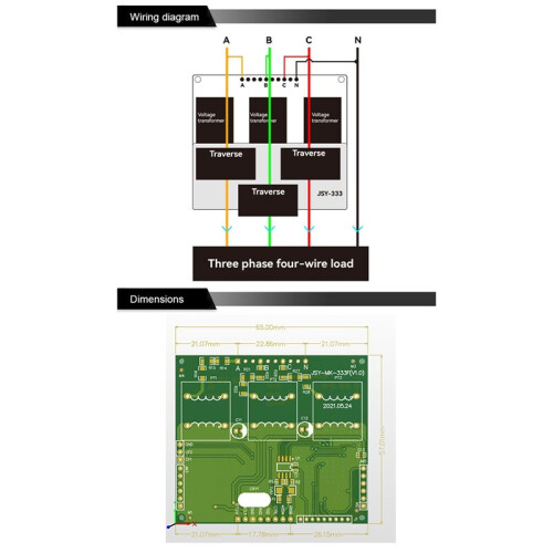 80A 3P Bi-Directional  Meter Module with Modbus-RTU RS485 TTL External 18mm CTs for Current Voltage Measurement 2