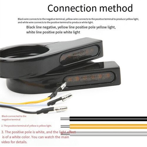 Motorcycle Front Fork LED Turn Signals Universal Sequential Switchback Running Lights 12V Amber Blinkers Black 1