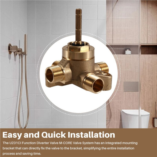 U231CI Function Diverter Valve Brass Structure 2 or 3 Function Diverter with ½ Inch CC/IPs Connection for Moen Valve 2