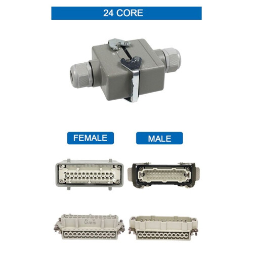 HDC-HE-24 Core Rectangular Heavy Duty Connector for Docking Waterproof Socket Connector for Aerospace Industry 16A 2