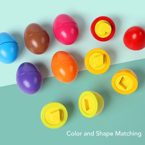 8 Wooden Matching Eggs Colour Shape